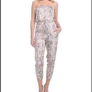 Lavender Brown Gray Snake Print Jumpsuit size S
